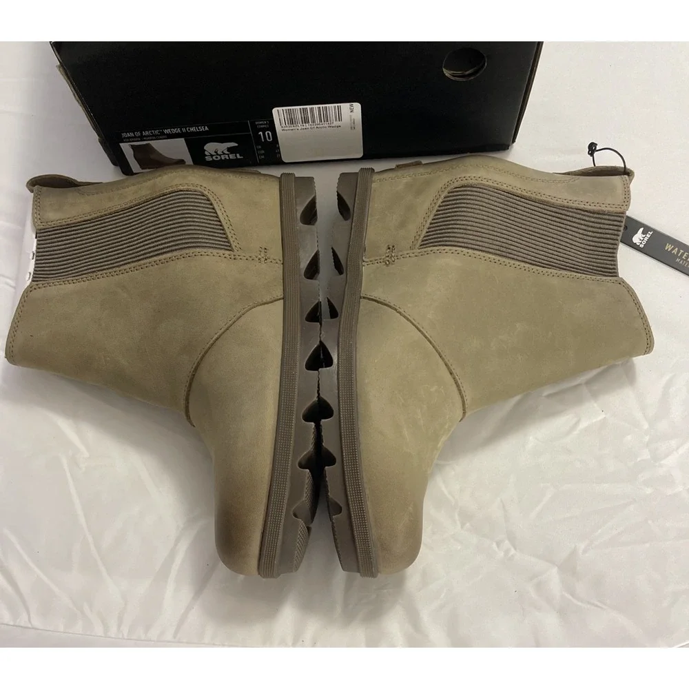 Sorel Women Sz 10 Waterproof Joan Of Arctic Wedge II Chelsea Boots Ash Brown Fun